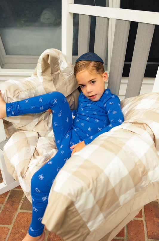 Little Label Bamboo All Over Print Pajama - Blueberries