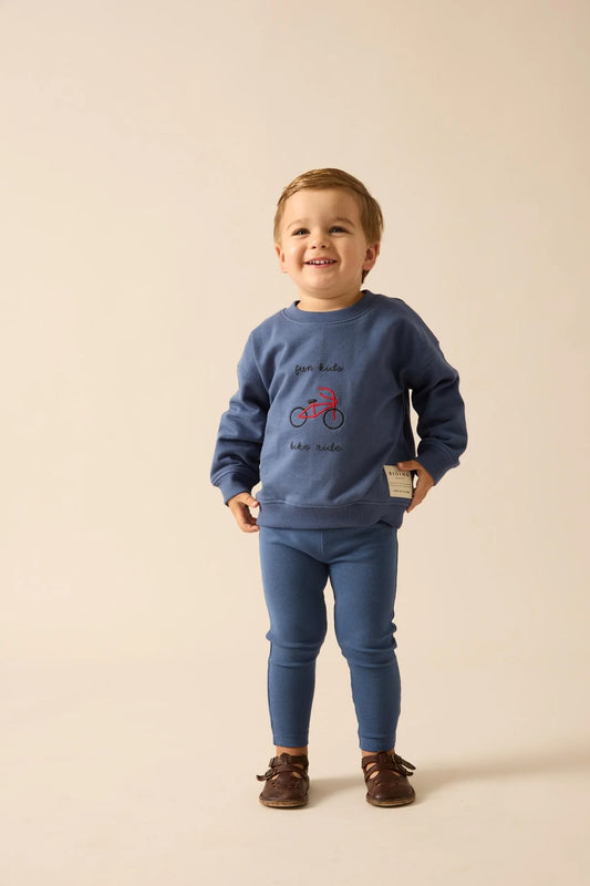 Lil Legs Bike Sweatshirt Set - Vintage Blue