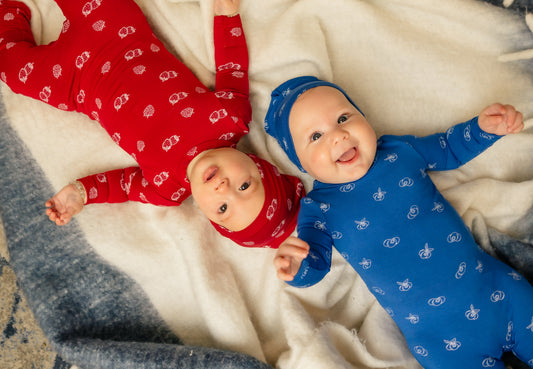 Little Label Bamboo All Over Print Footie Set - Blueberries