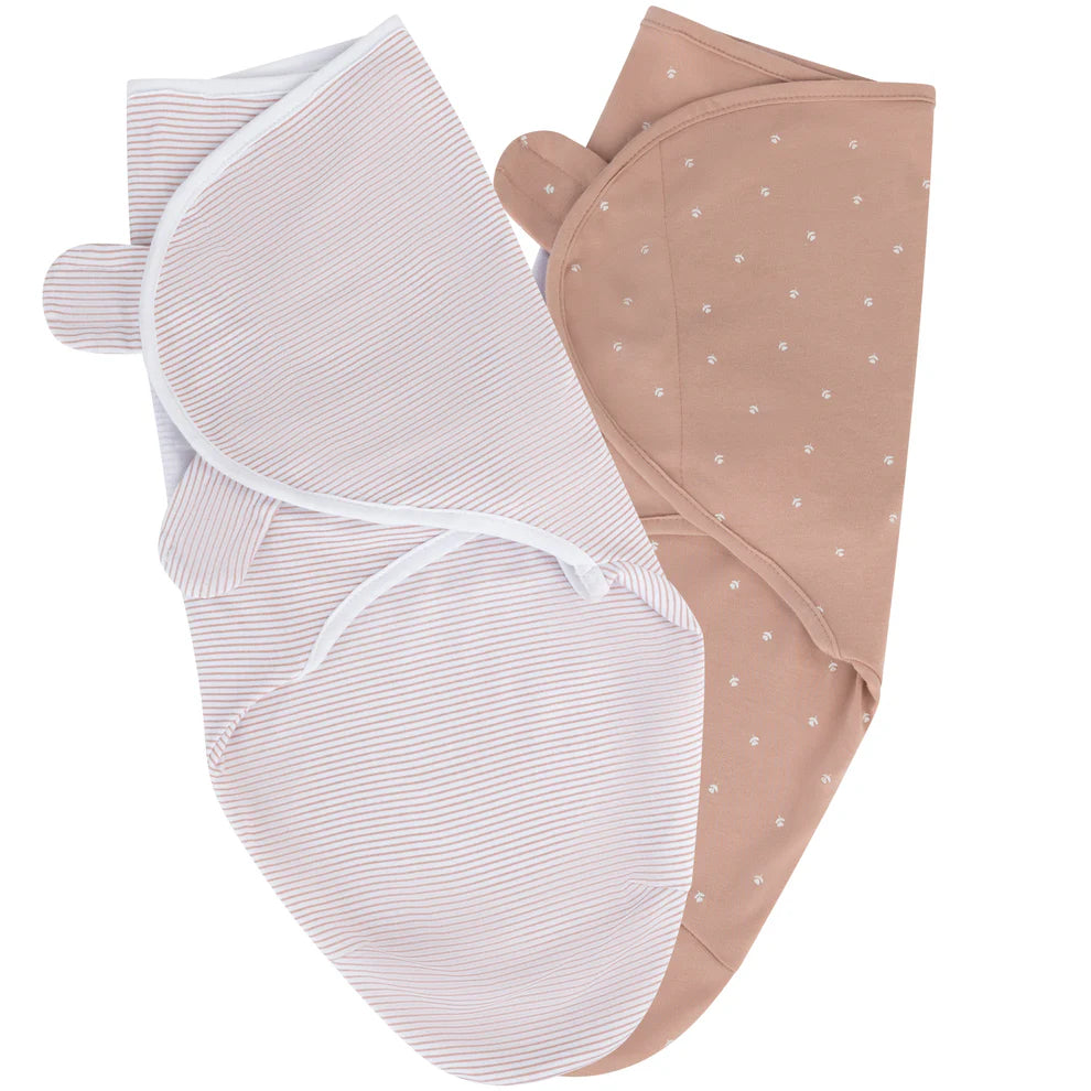 Ely's and Co Adjustable Swaddles 2-Pack - Mauve Tulip