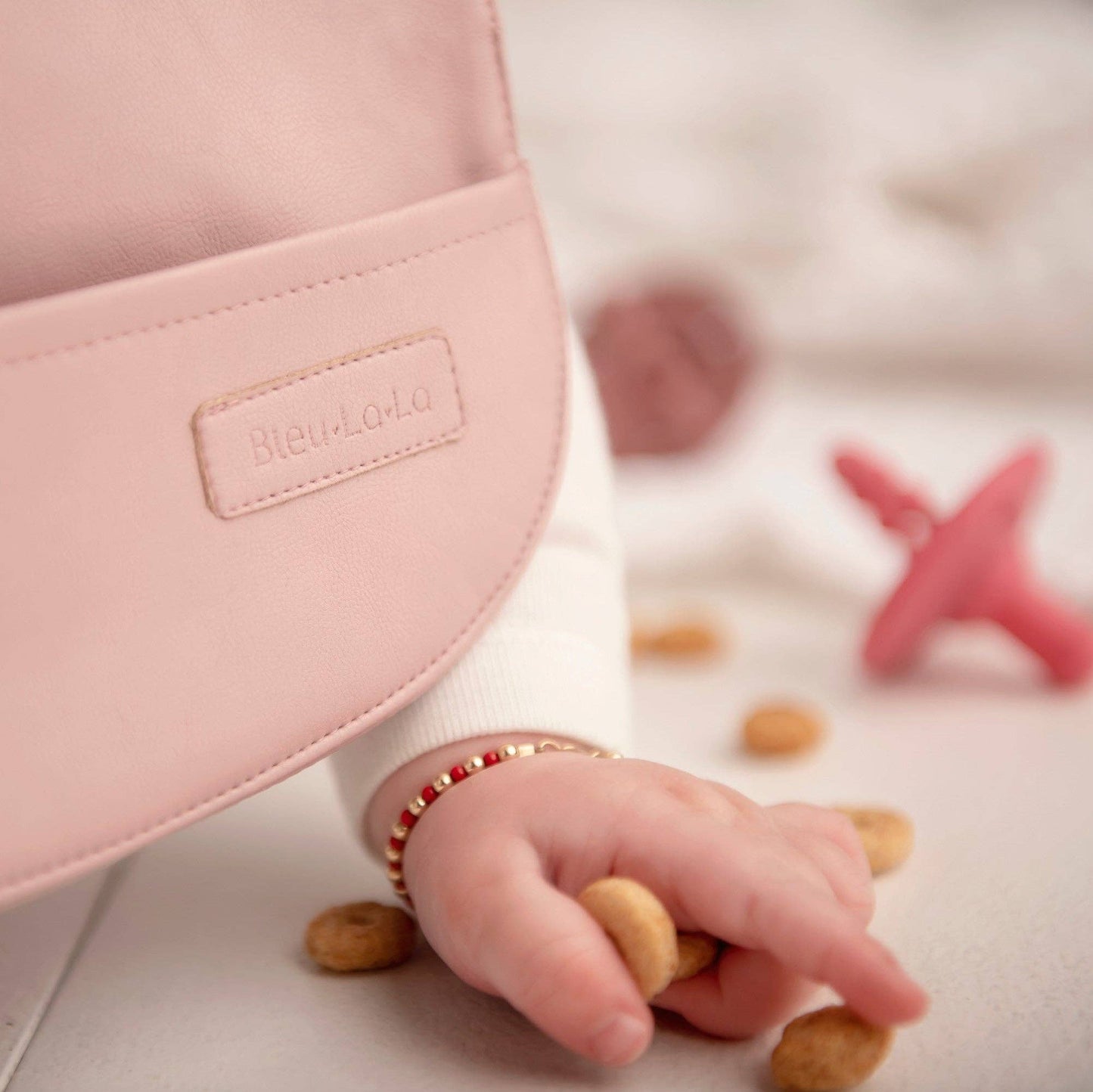 Bleu La La Soft Vegan Leather Easy Clean Bibs 0-12 Months: Mauve & Ivory