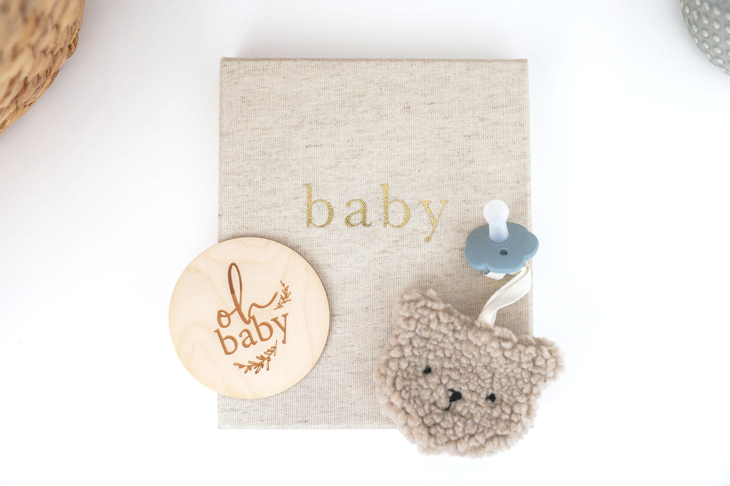 Alimrose Sherpa Paci Comforter Bear- Oatmeal