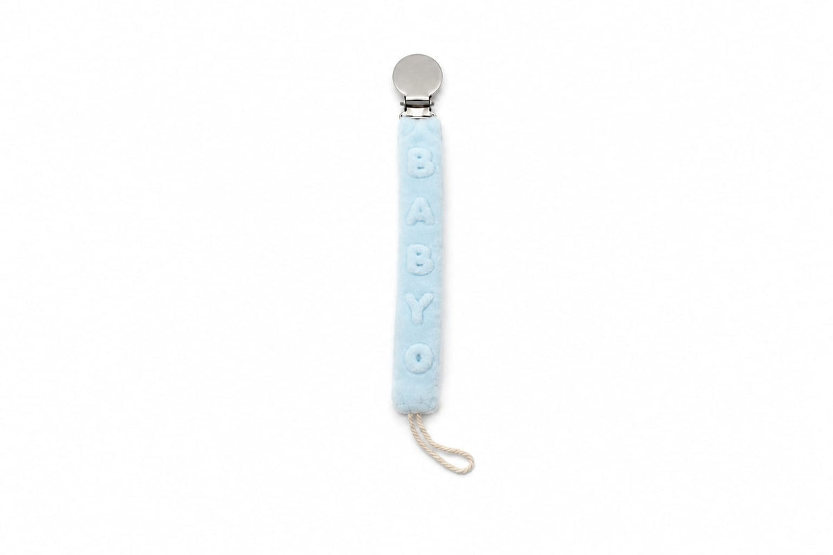 BabyO Embossed Blue Pacifier Clip