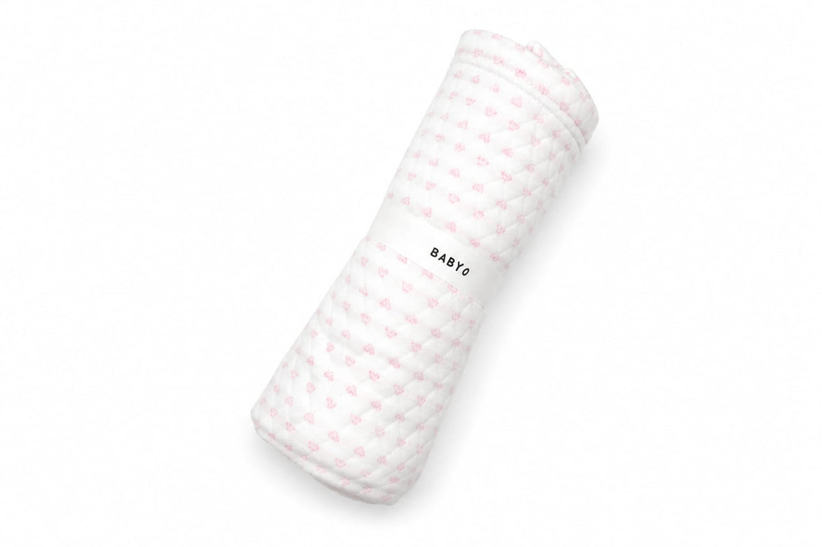 BabyO Pink Quilted Hearts Swaddle