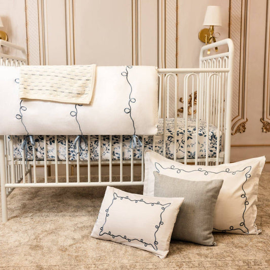 Petite Belle Bebe Lafayette Powder Blue Embroidered Crib Set