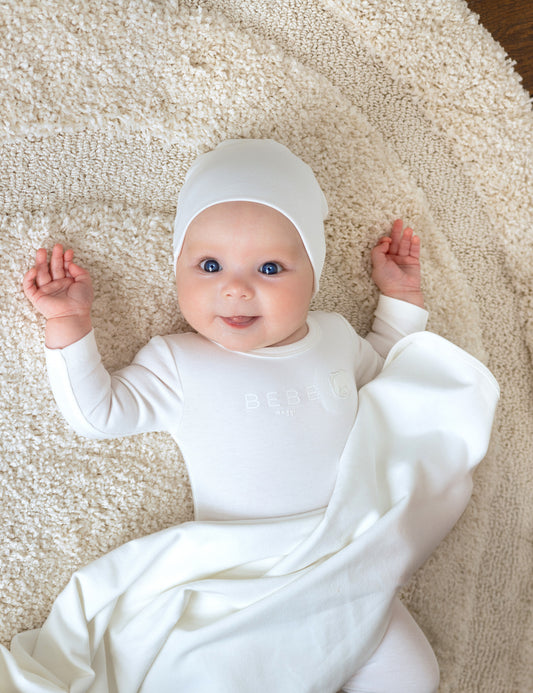 Noggi Teddy Footie + Beanie Ivory