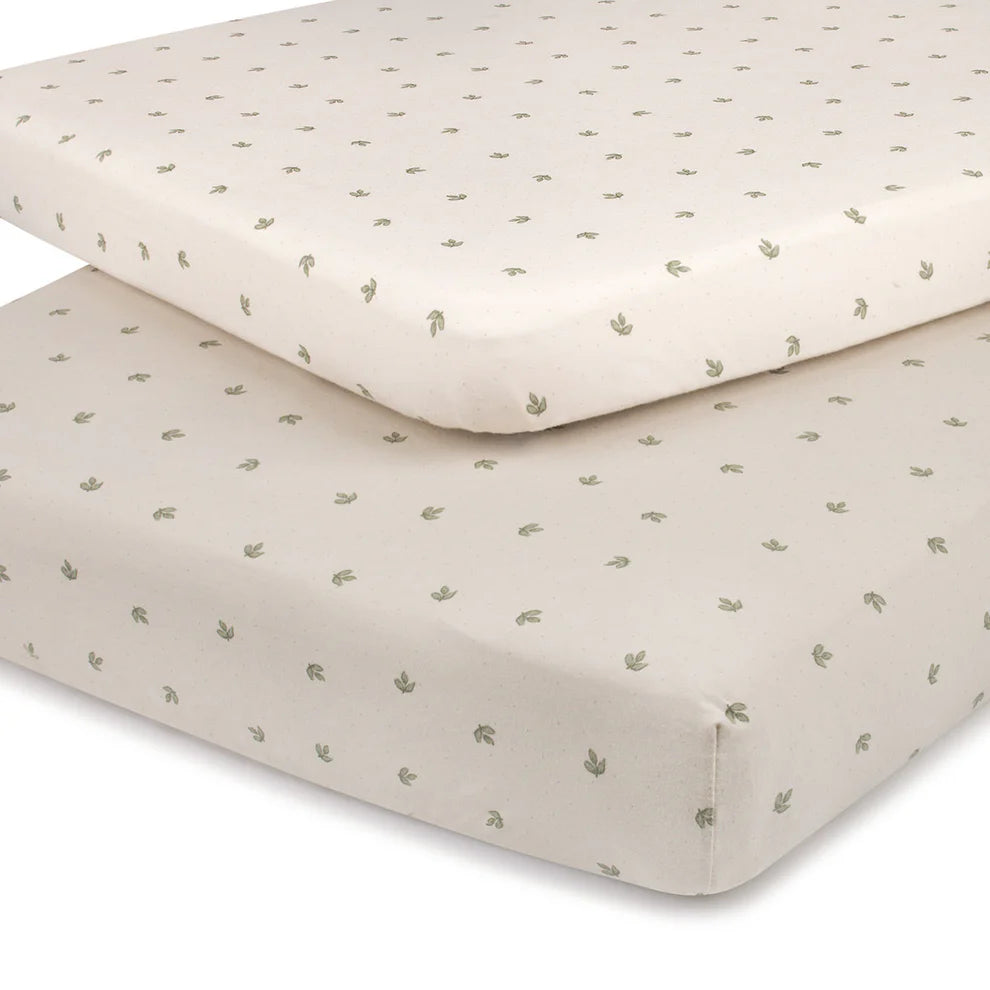 Ely's and Co Pack n Play Sheet 2 Pack Vintage Leaf Collection - Sage