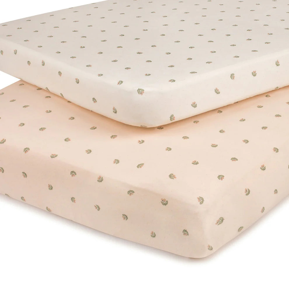 Ely's and Co Pink Vintage Floral Cotton Sheets, 2 Pack - Pack N Play Sheets