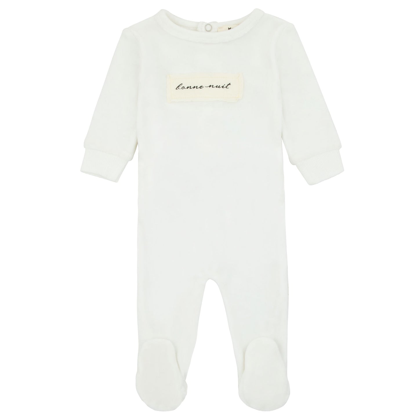 Noggi Velour Patch Footie- White