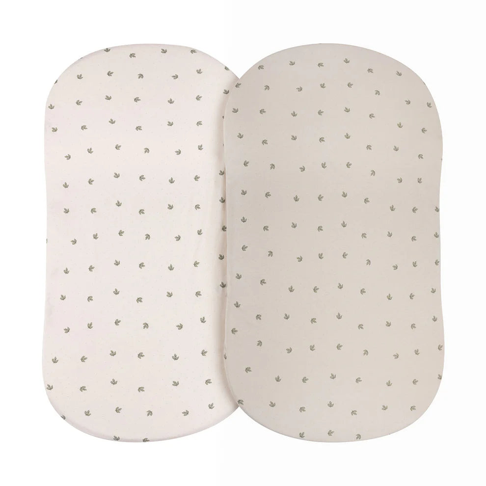 Ely's and Co Bassinet Sheet 2 Pack Vintage Leaf Collection - Sage