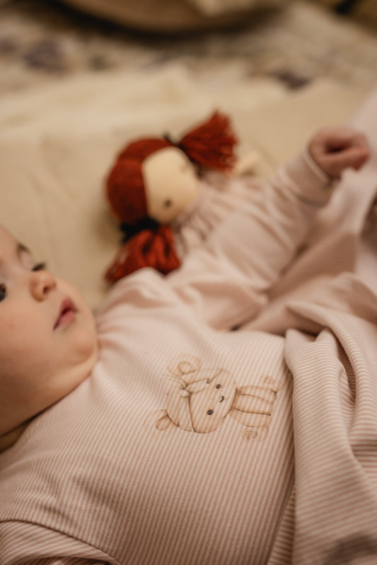 Bondoux Pink Striped Girls Footie