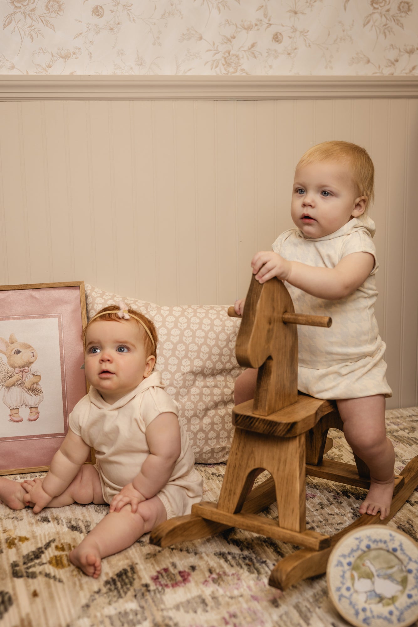 Bondoux Houndstooth Blue Print Boys 2Pcs Short Set