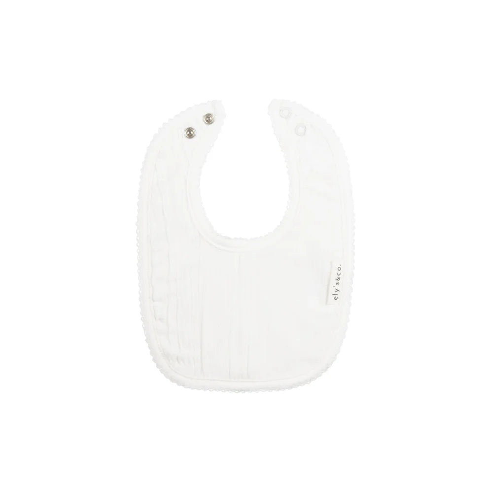 Ely's and Co Baby White Muslin Bib