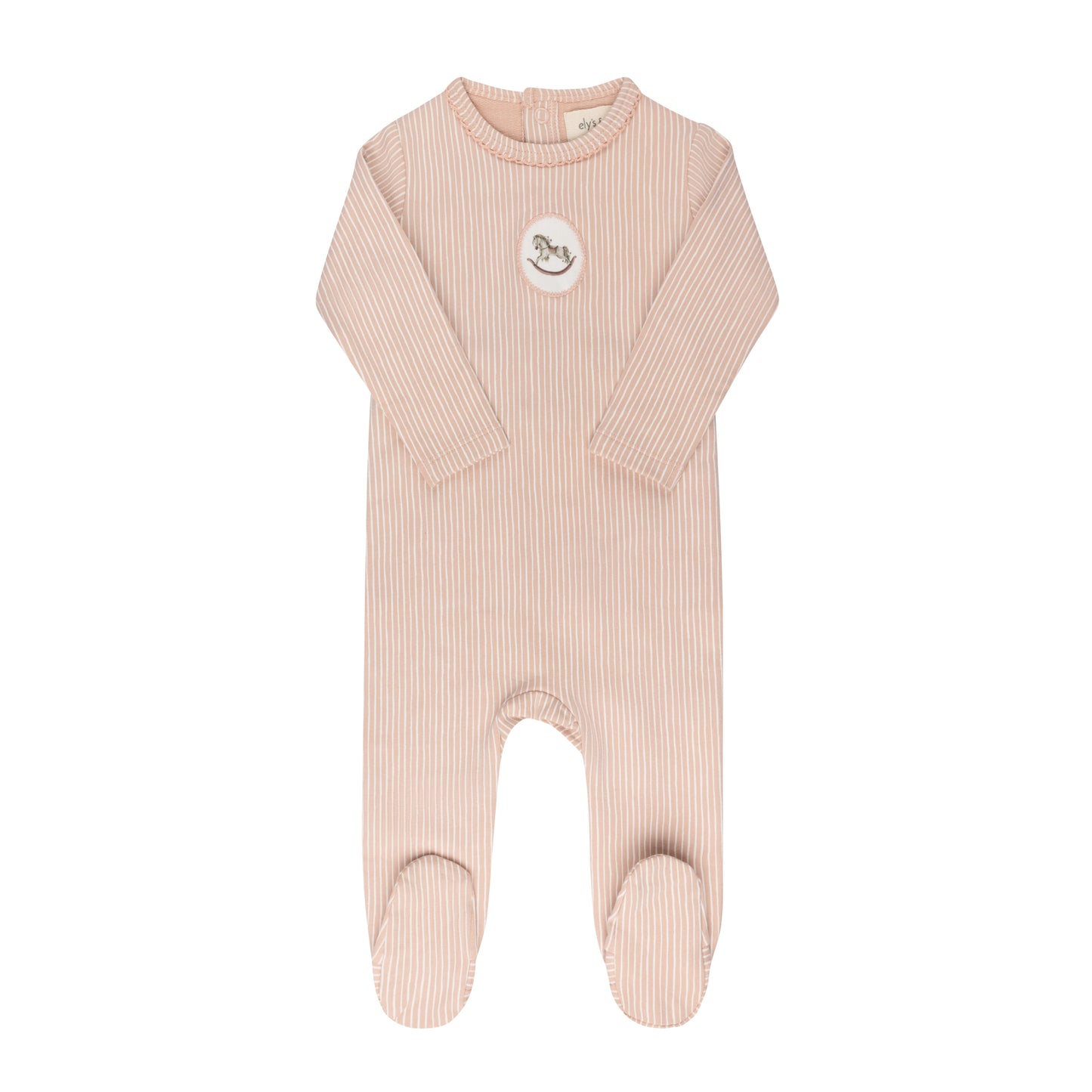 Aurora Pink Cotton French Terry Rocking Horse Footie