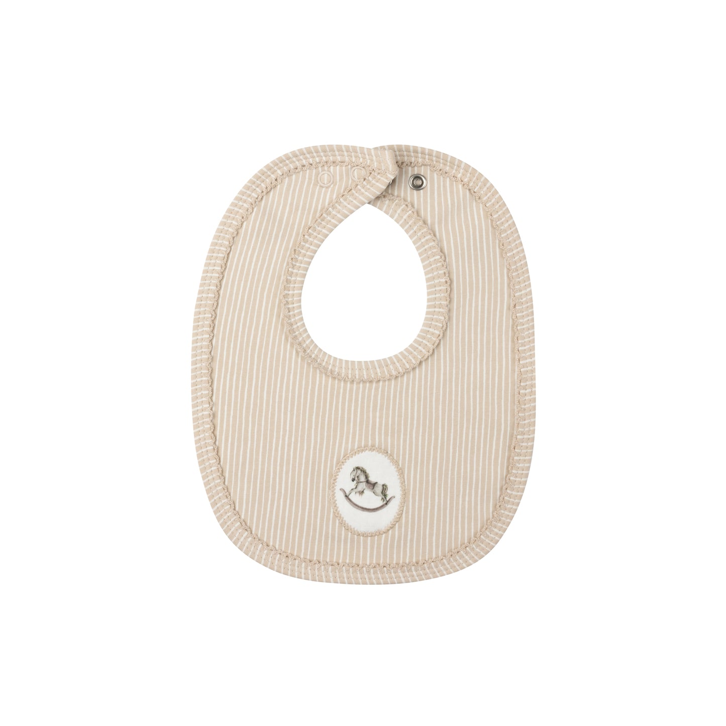 Beige Cotton French Terry Rocking Horse Bib