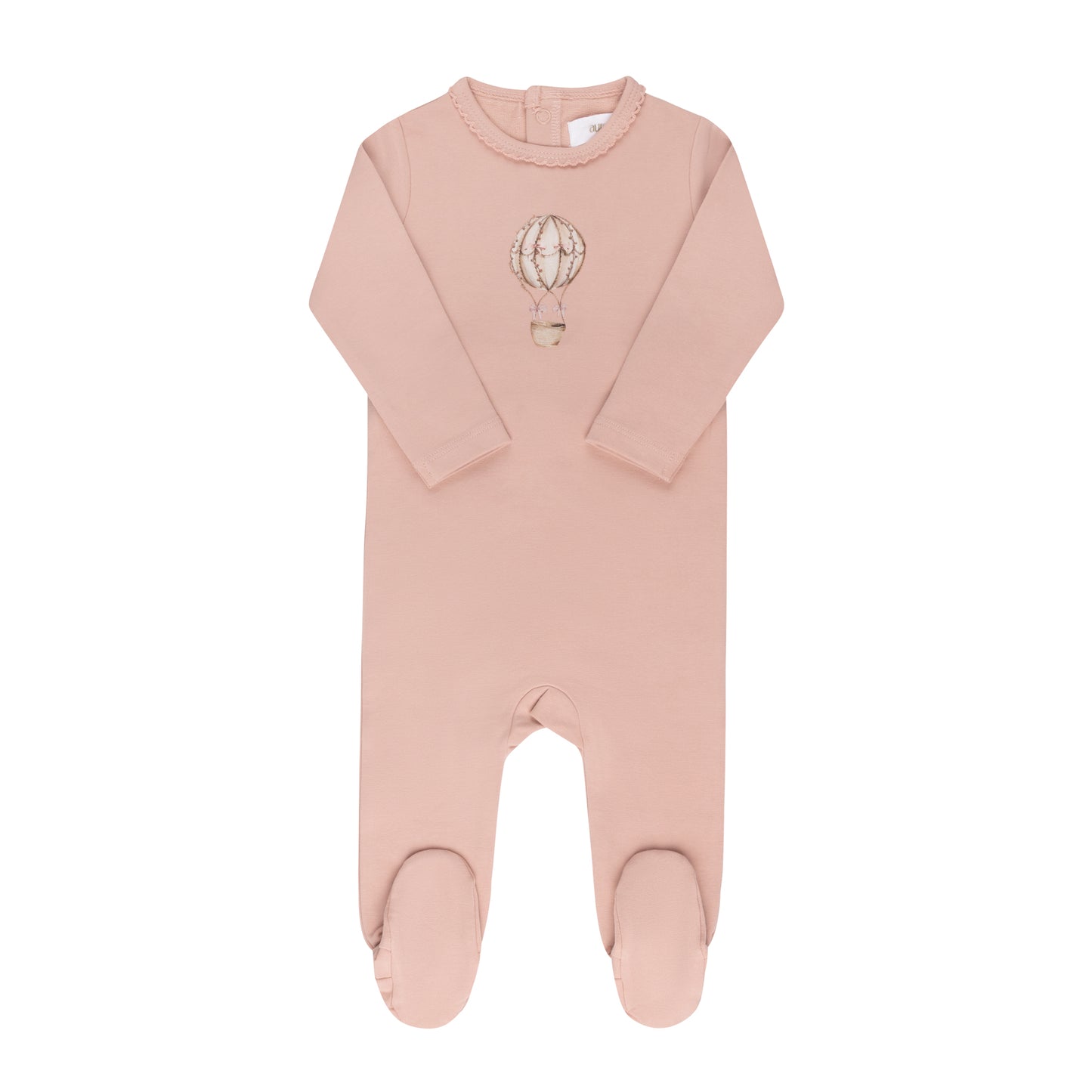Aurora Pink Cotton French Terry Hot Air Balloon Footie