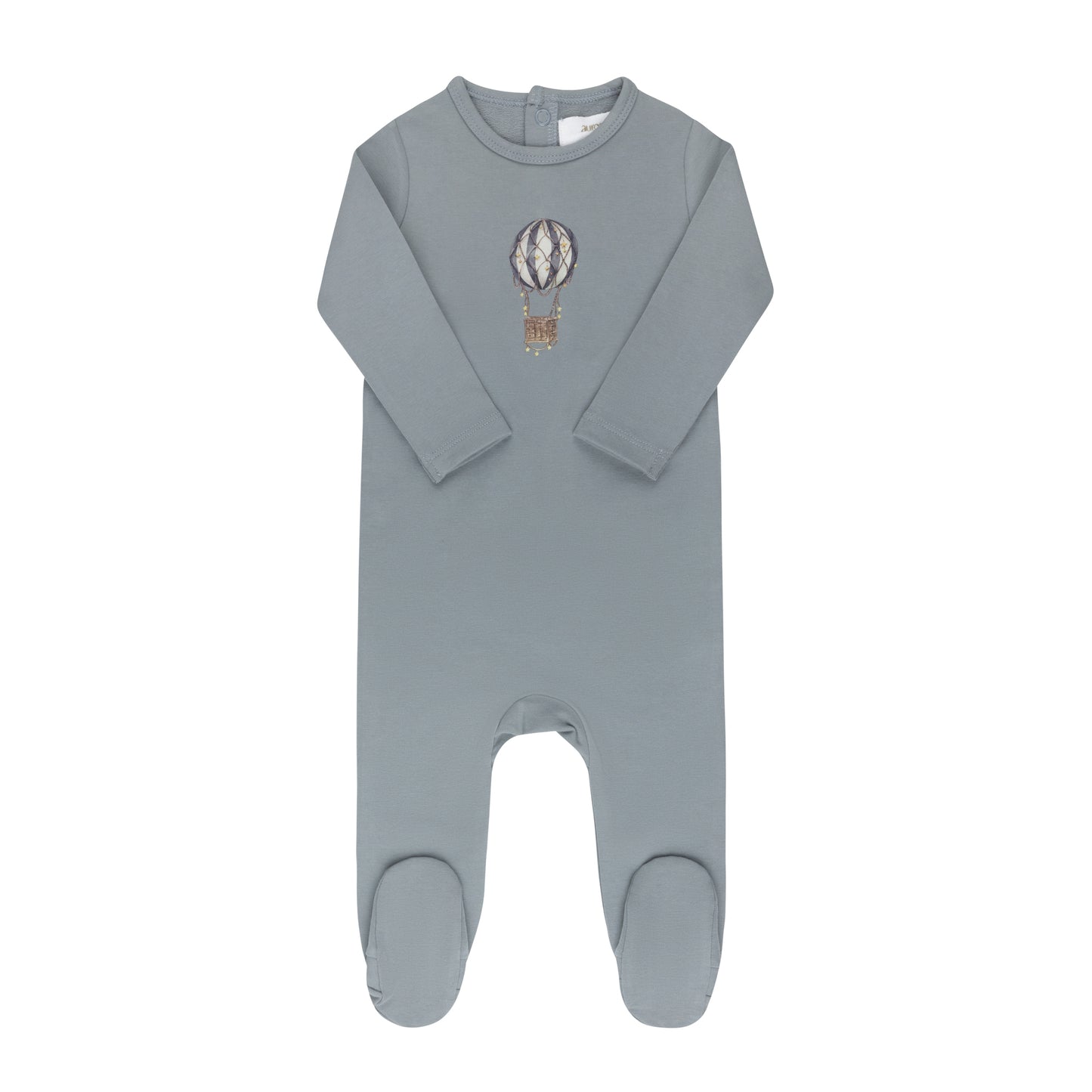 Aurora Blue Cotton French Terry Hot Air Balloon Footie
