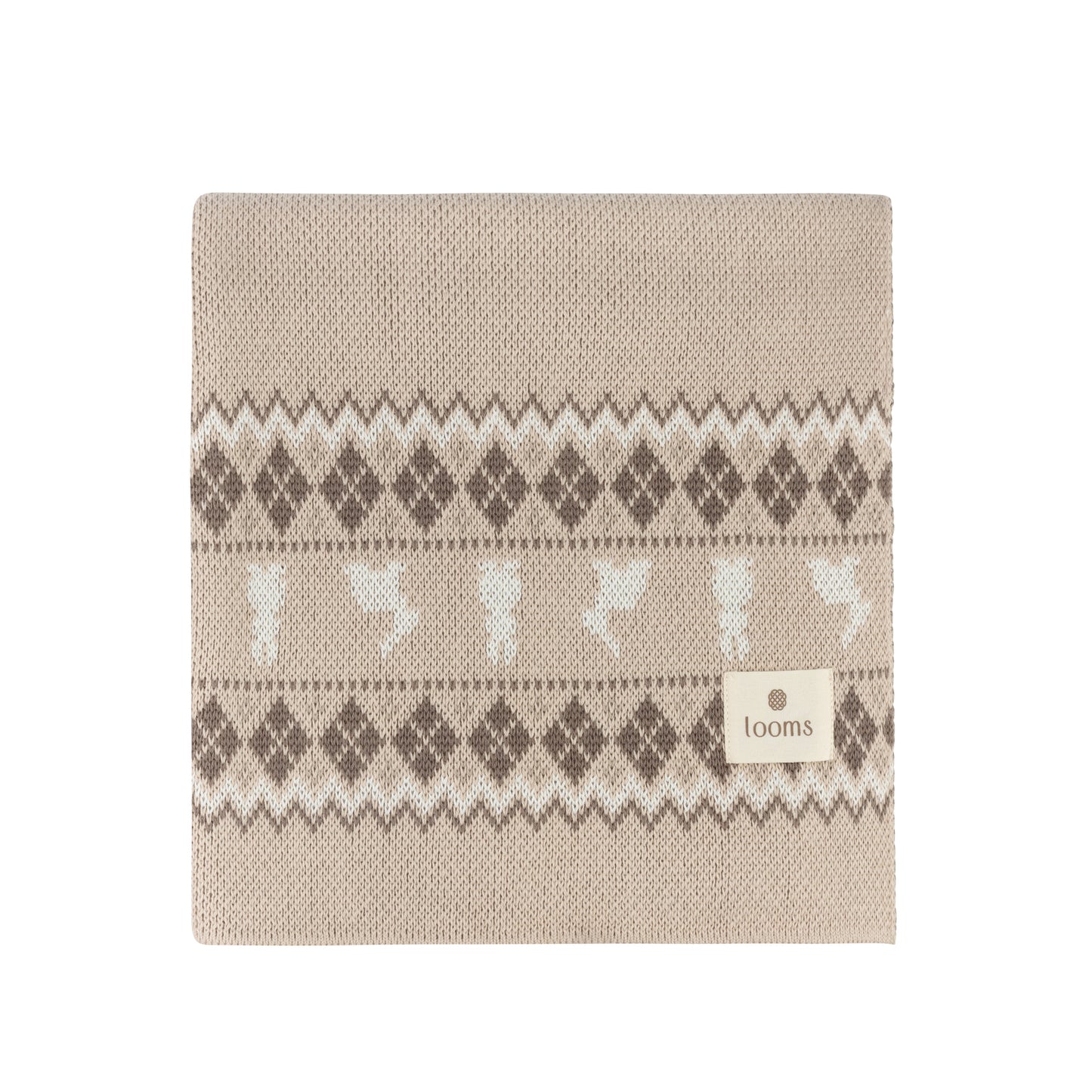 Looms Fair Isle Collection Blanket- Taupe