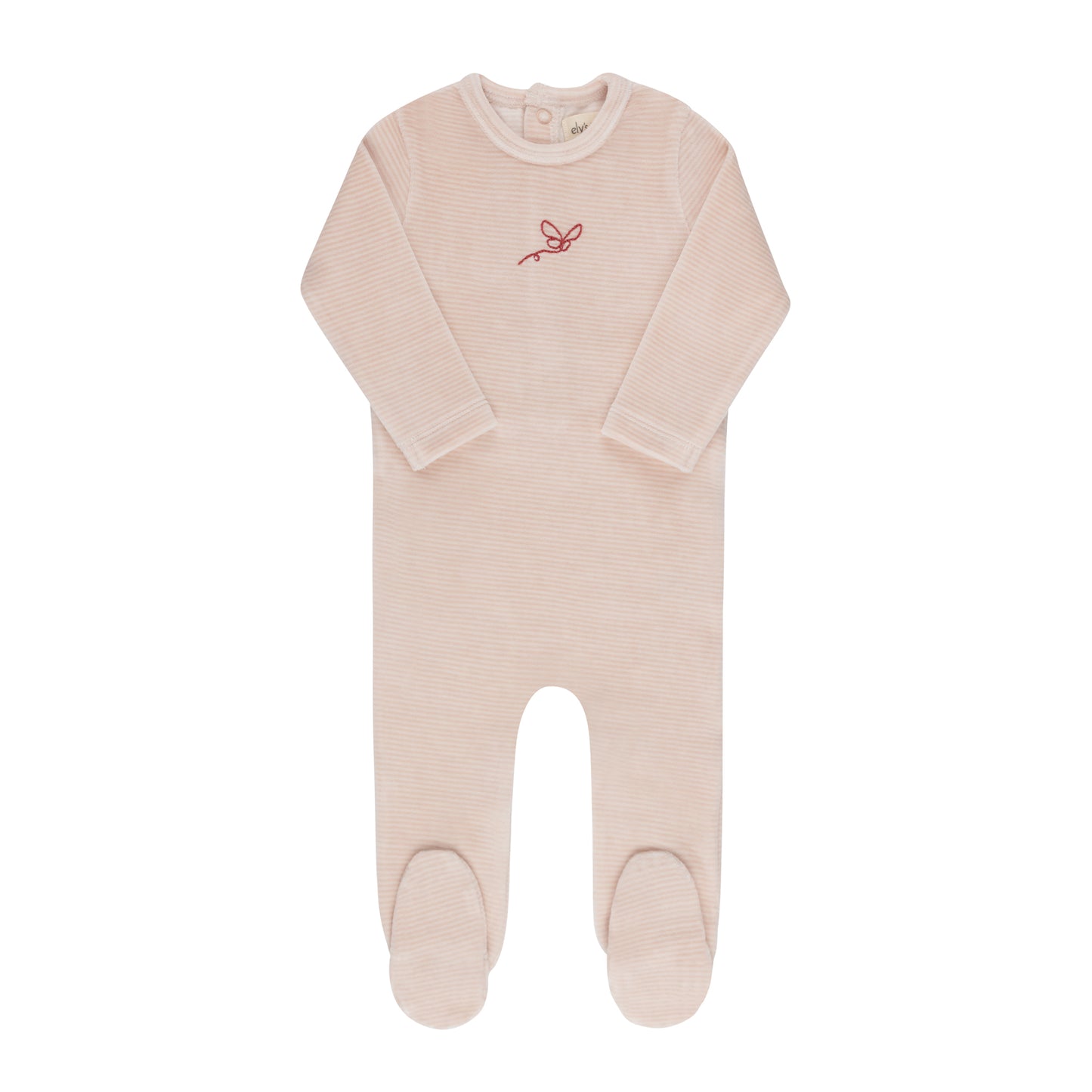Ely's and Co Light Pink Velour Stripe Collection Footie