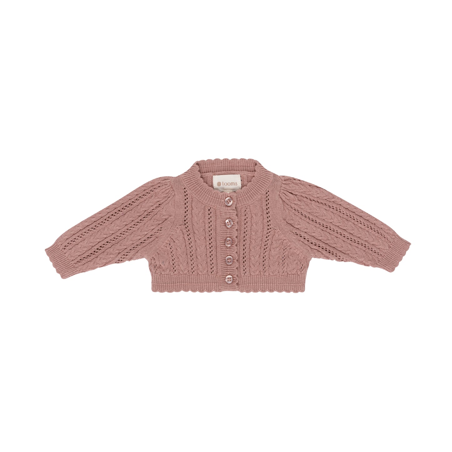 Looms Mauve Cable Pointelle Cardigan