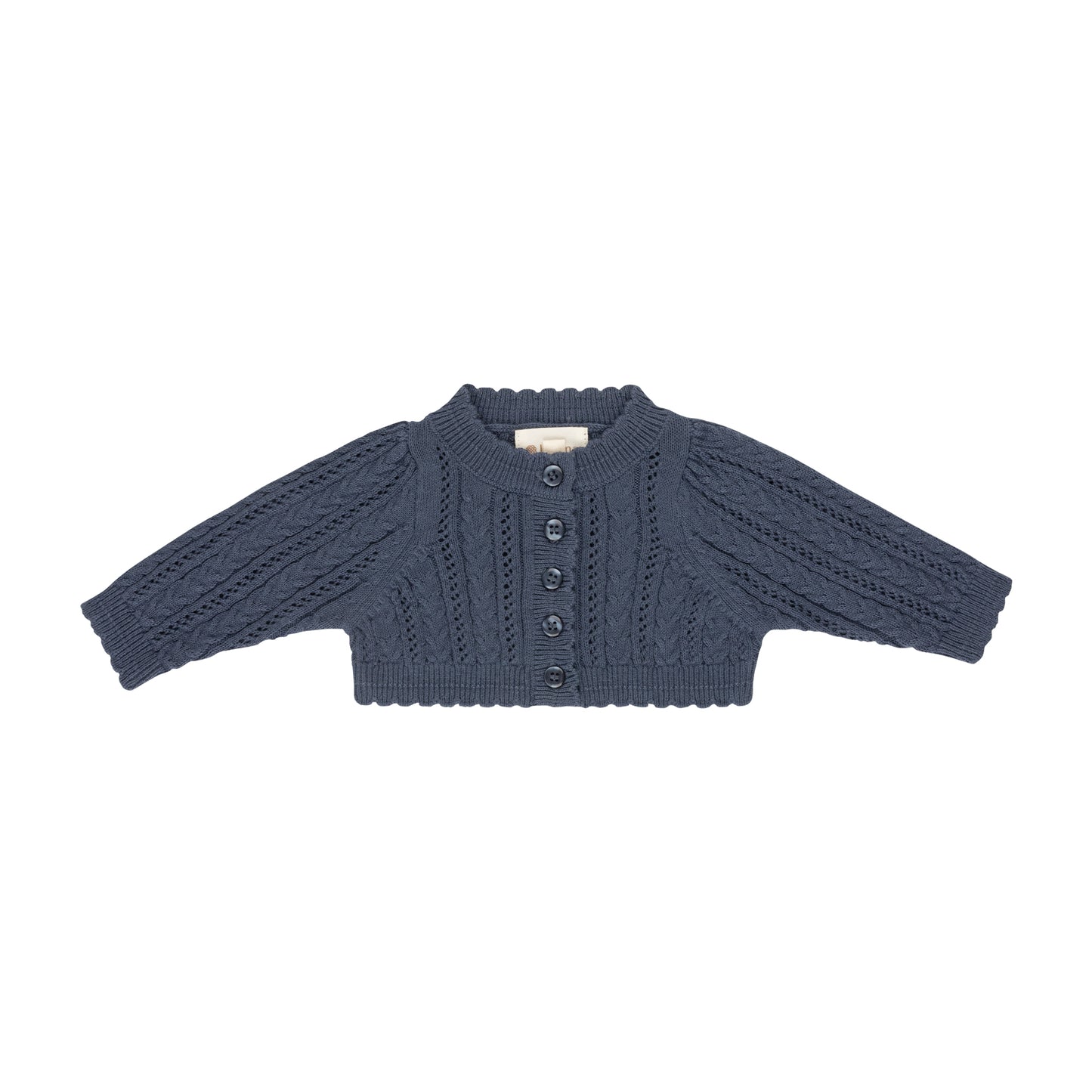 Looms Blue Cable Pointelle Cardigan