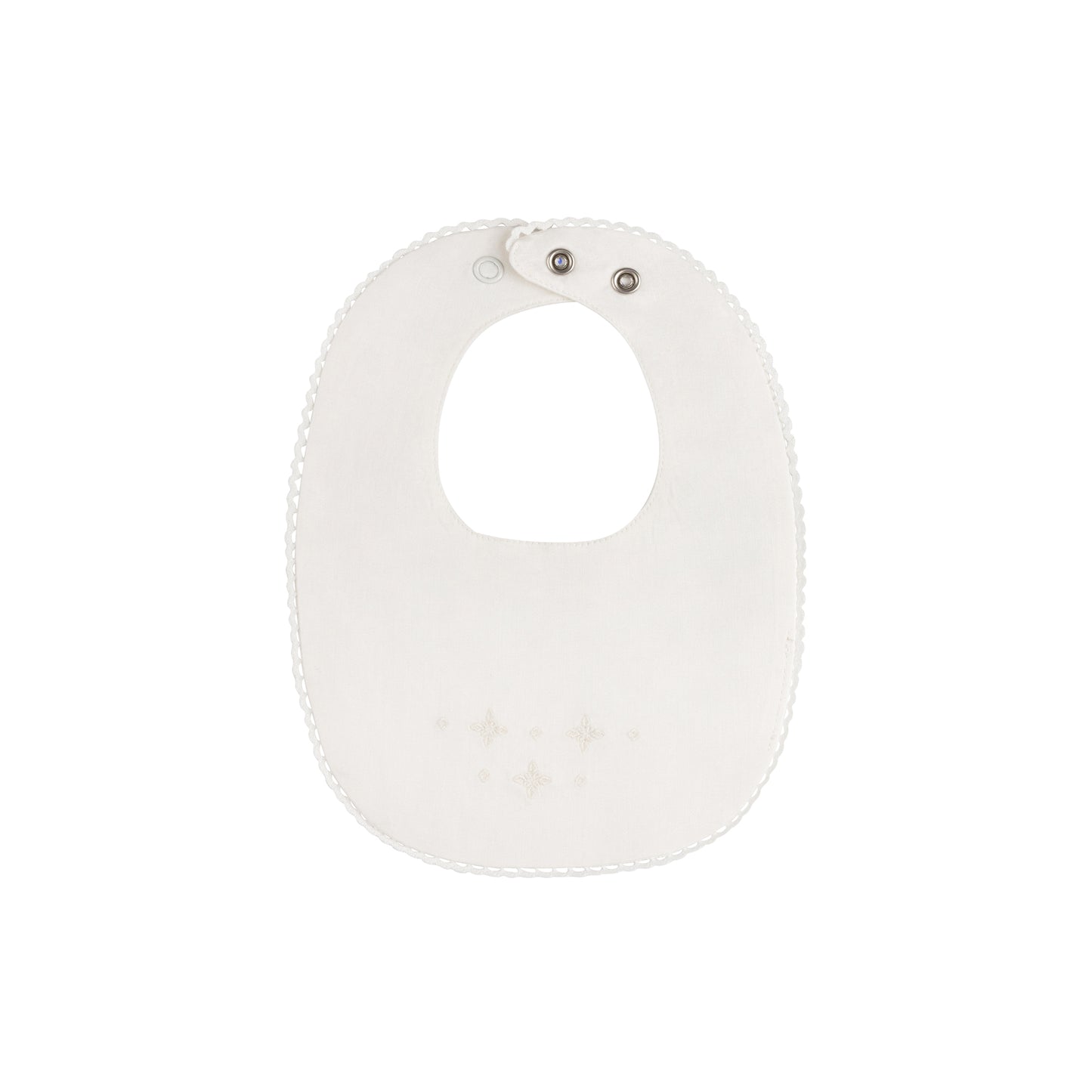 Ely's and Co Ribbed Embroidered Collar Collection- Ivory Boy Bib