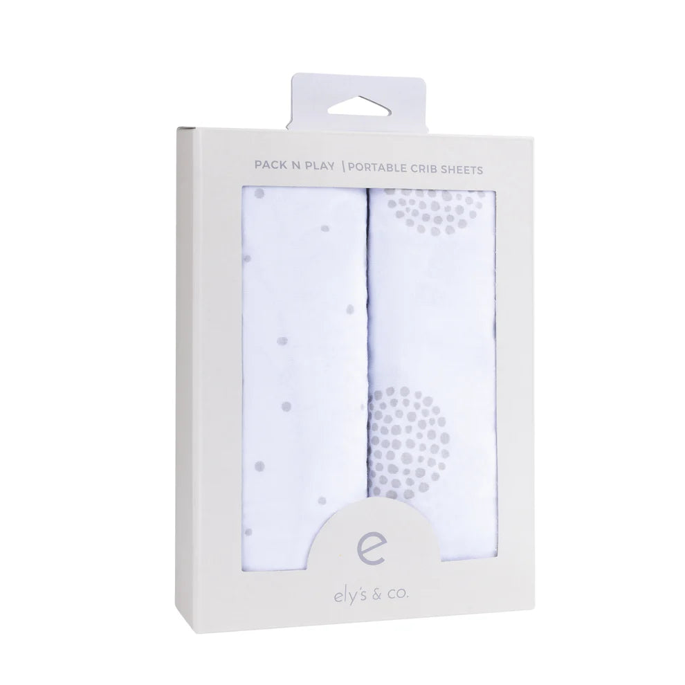 Ely's and Co Pack n Play Sheet 2 Pack Grey Dottie