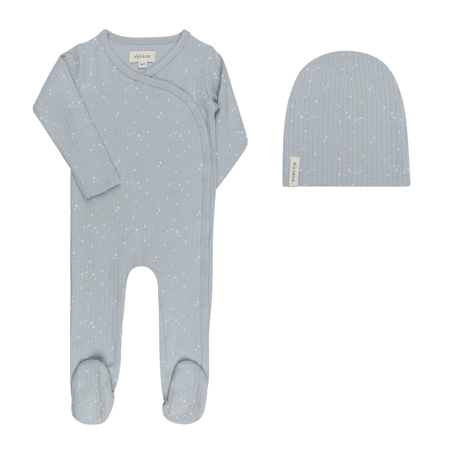 Ely's and Co Printed Floral Star Collection Footie Set - Blue Stars