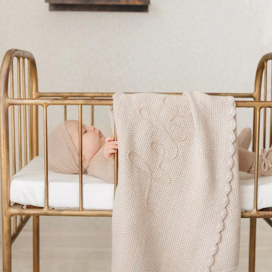 Peluche Scalloped Mélange Bebe Blanket - Taupe