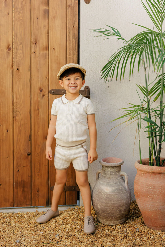 Looms Embroidered Trim Collection Knit Trim Set - Taupe/Ivory