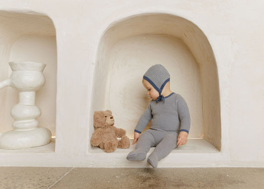 Looms Blue/Ivory Thin Stripe Bonnet