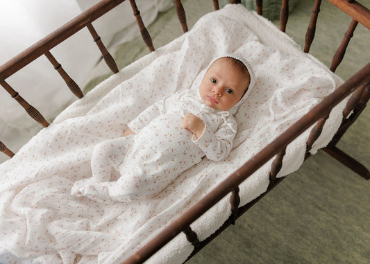 Aurora Floral Leaf Collection Footie Set - Ivory Girl