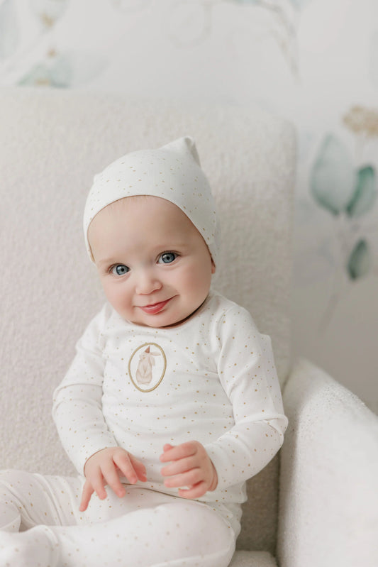 Ely's and Co Cotton Bunny Collection Footie Set - Ivory Tan