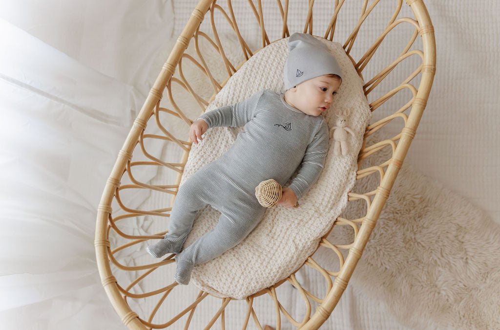 Ely's and Co Light Blue Velour Stripe Collection Take Me Home Set