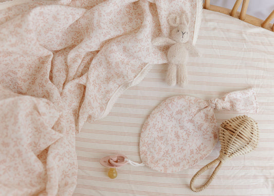 Ely's and Co Modal French Terry Vine Collection Muslin Paci Lovey - Ivory/Pink