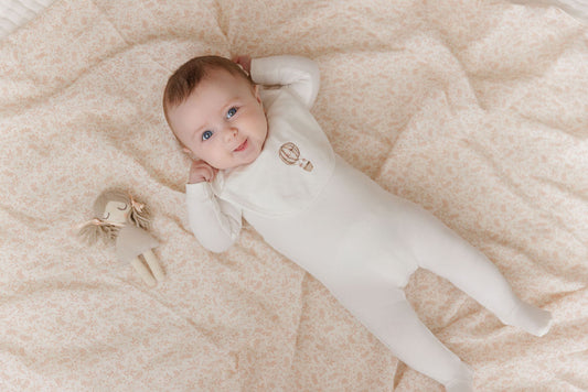 Aurora Ivory/Pink Cotton French Terry Hot Air Balloon Bib