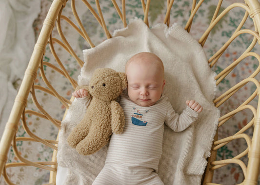 Ely's and Co Nautical Stripe Collection Footie Set - Tan