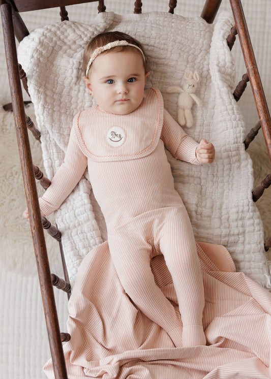 Aurora Pink Cotton French Terry Rocking Horse Bib