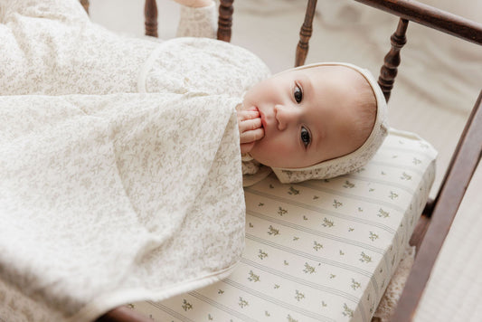 Ely's and Co Modal French Terry Vine Collection Muslin Swaddle - Ivory/Sage