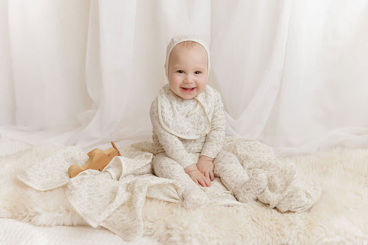 Ely's and Co Modal French Terry Vine Collection Muslin Paci Lovey - Ivory/Sage