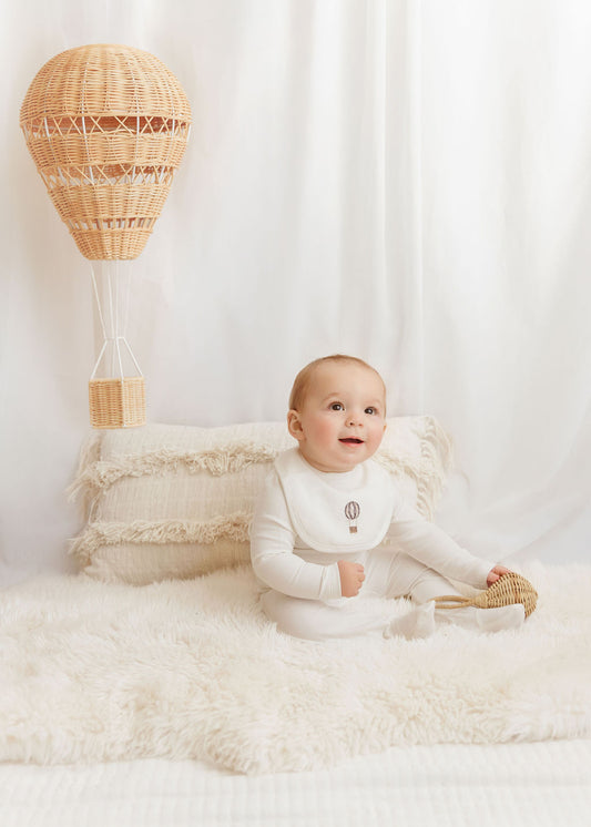 Ivory/Blue Cotton French Terry Hot Air Balloon Take Me Home Set