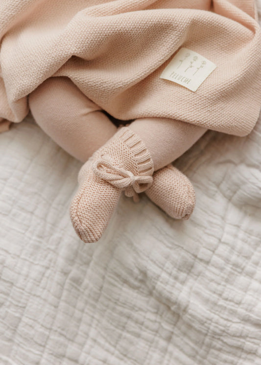 Peluche Knit Booties- Rose