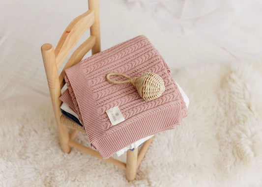 Looms Mauve Cable Pointelle Banket