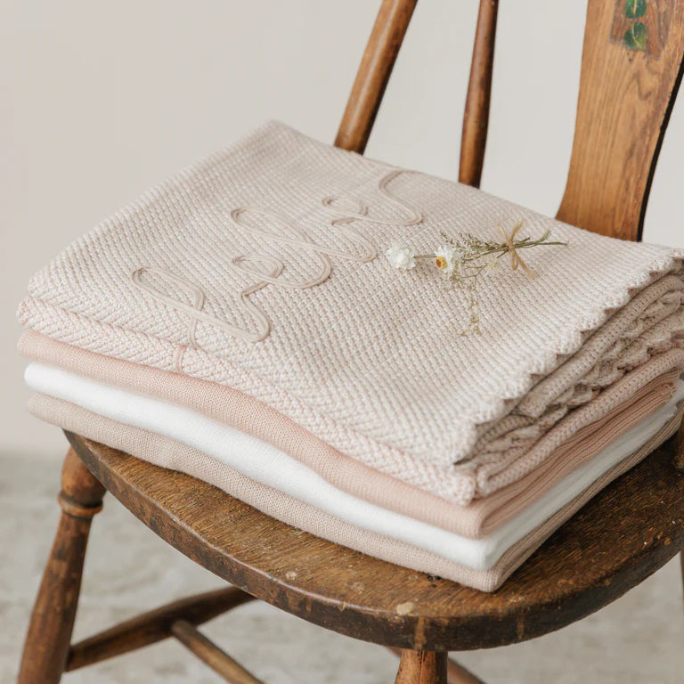 Peluche Scalloped Mélange Bebe Blanket - Rose