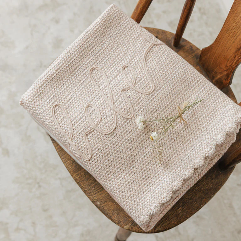 Peluche Scalloped Mélange Bebe Blanket - Taupe