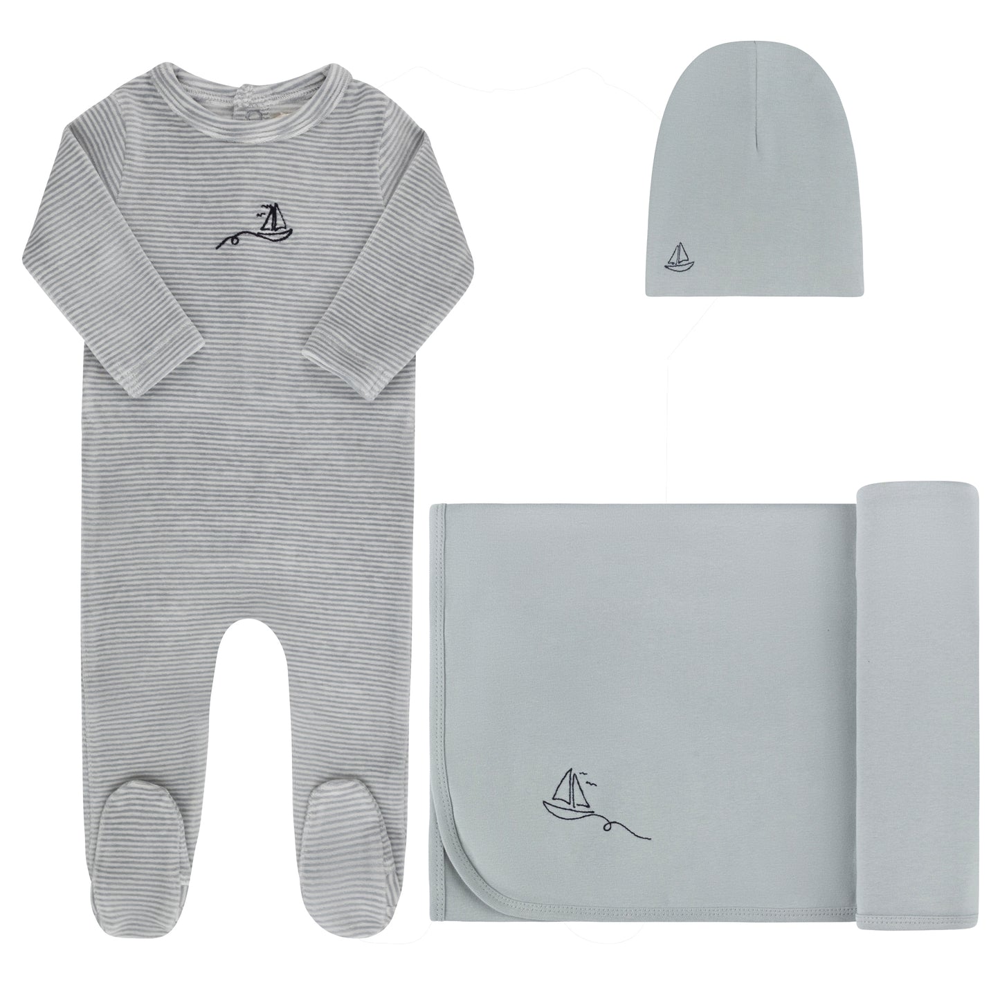 Ely's and Co Light Blue Velour Stripe Collection Take Me Home Set
