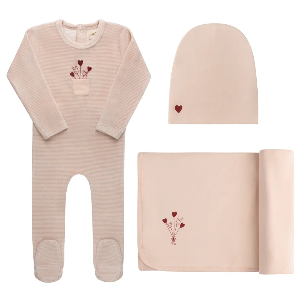 Ely's and Co Striped Layette Set - Ivory Pink