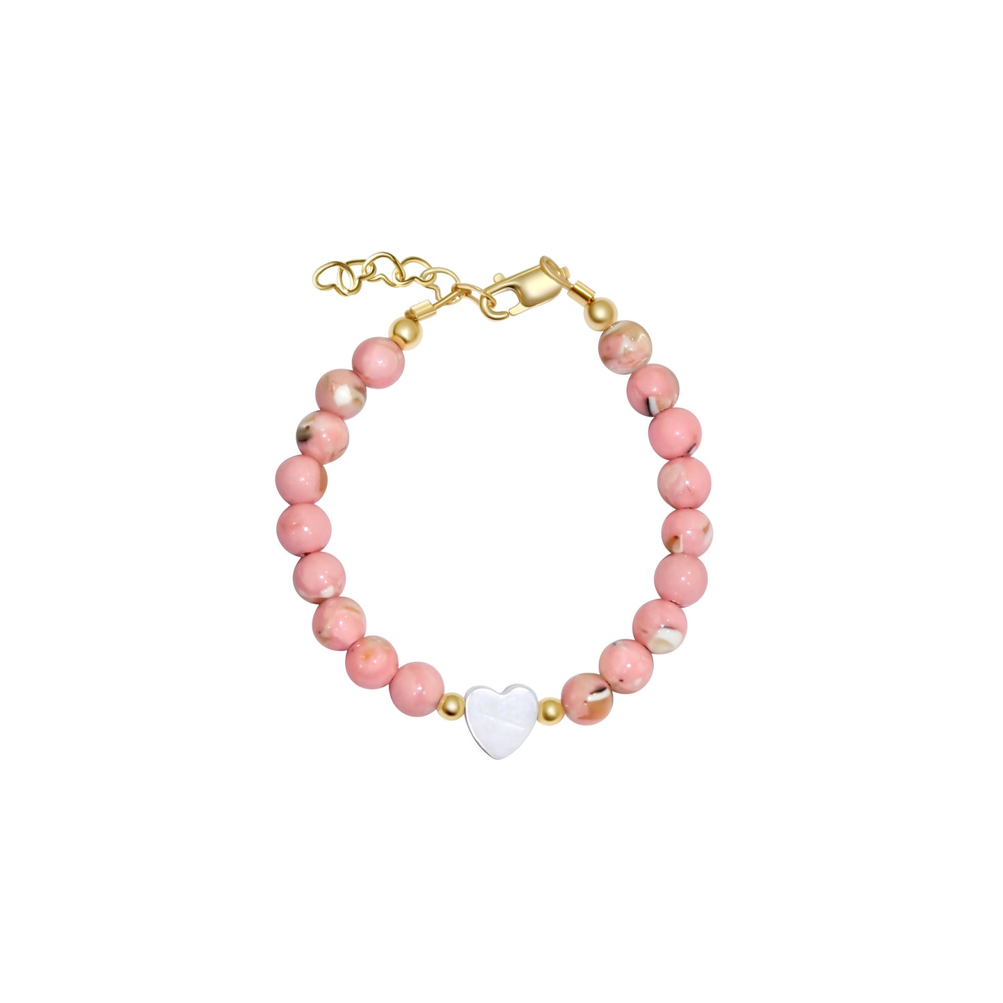 Circlets Pink Bead with White Heart Bracelet