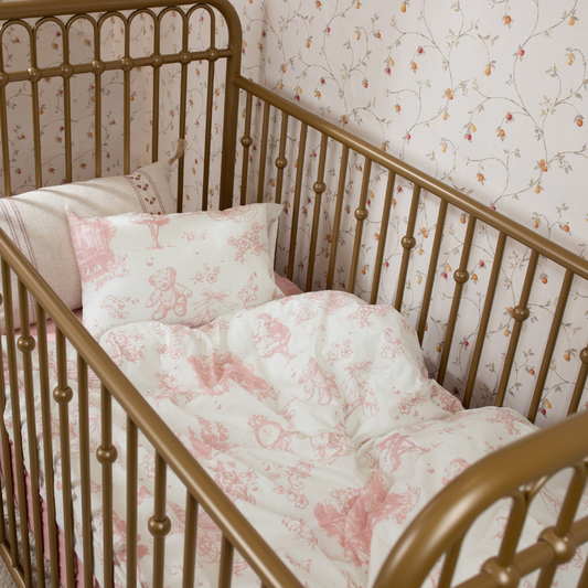 Petite Belle Toile Safra Crib Set- Rose Pink: 5 Pc Set