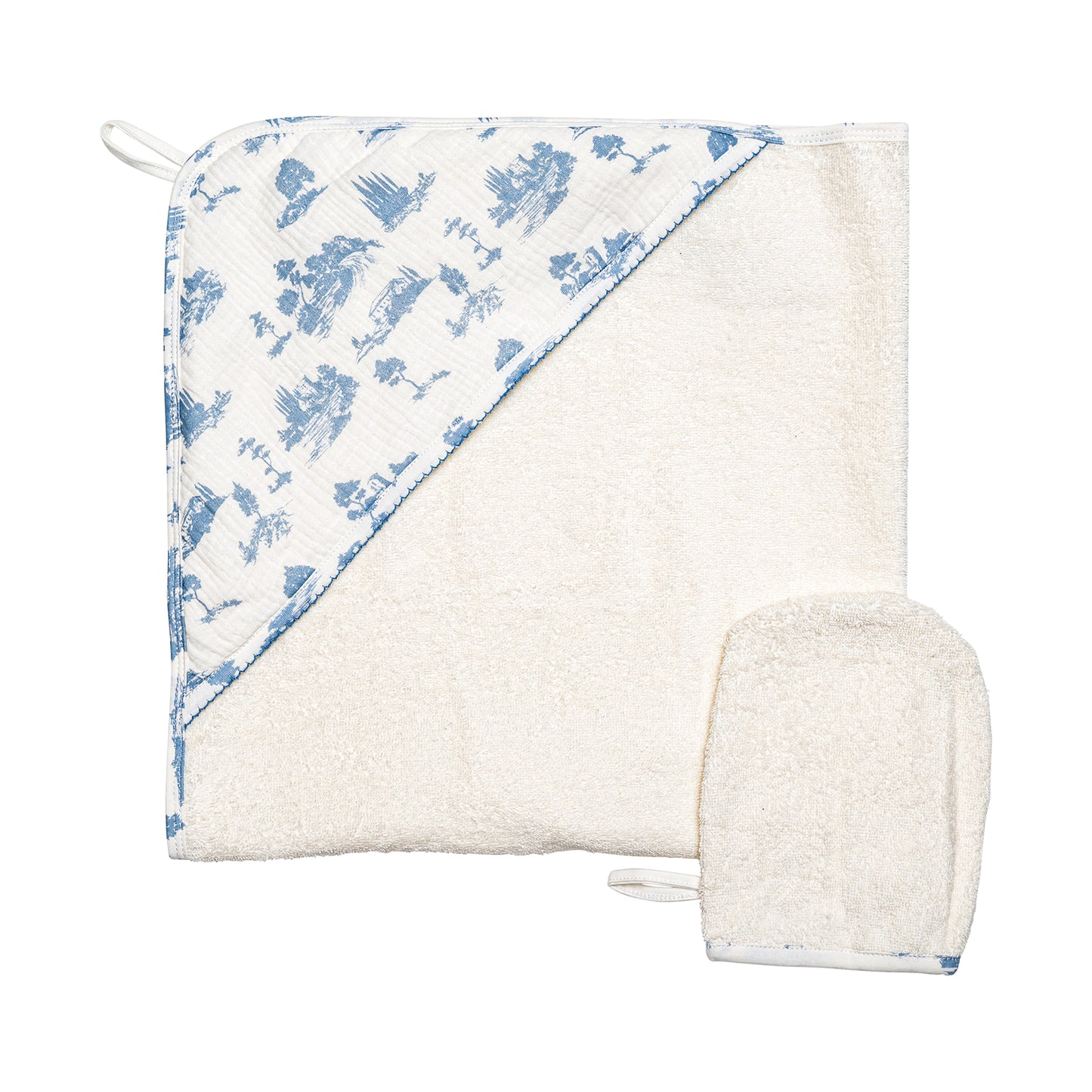 Bubani Countryside Hooded Towel With Mitten- Bue